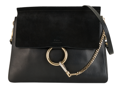 Large Faye, &pound;350, Handbags, Black, Leather/Suede, Front view